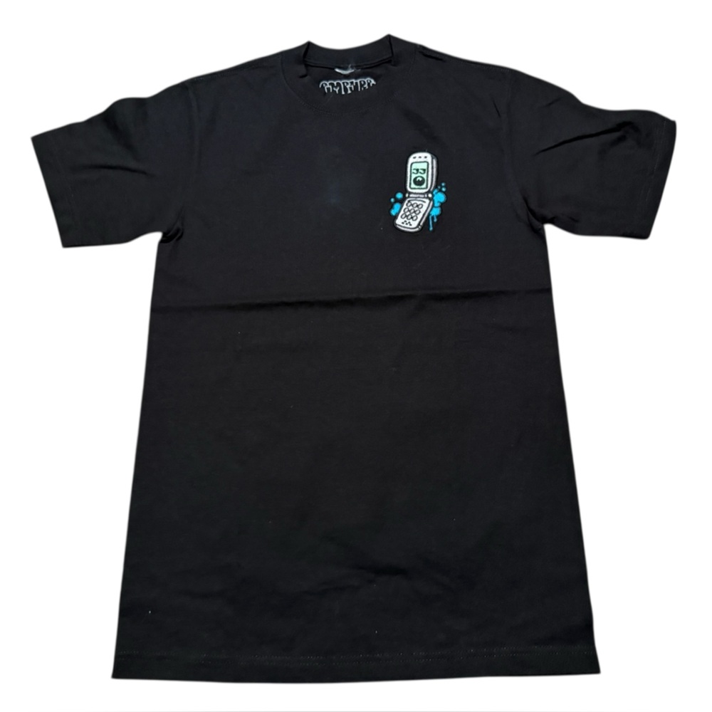 Empyre men’s Flip Phone‎ Embroidered Black T-shirt short sleeve size small